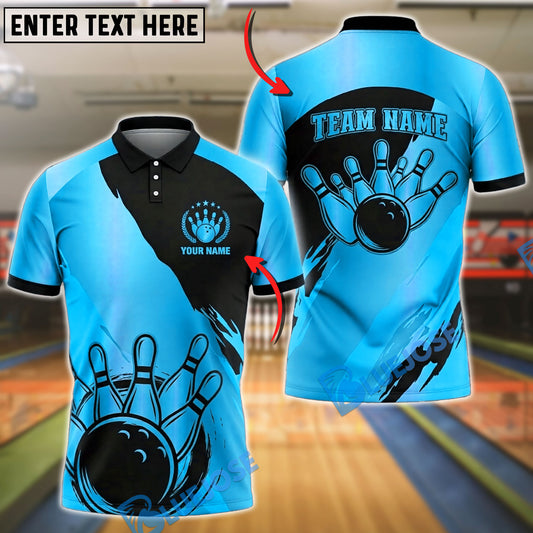 BlueJose Bowling And Pins Vintage Bowling Strike Graphic Customized Name, Team Name 3D Shirt (6 Colors)
