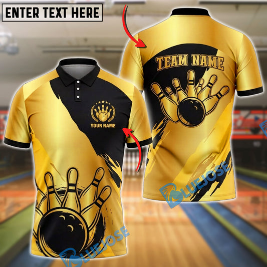 BlueJose Bowling And Pins Vintage Bowling Strike Graphic Customized Name, Team Name 3D Shirt (6 Colors)