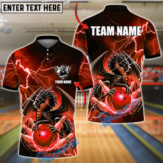 BlueJose Bowling Thunder Dragon Sit On Ball Customized Name, Team Name 3D Shirt (4 Colors)