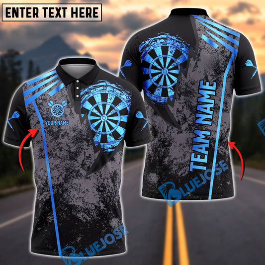 BlueJose Darts Grunge Dartboard Sports Design Personalized Name, Team Name Unisex Shirt (6 Colors)