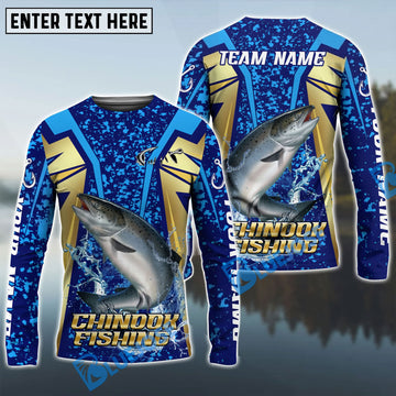 Bluejose Chinook Salmon Fishing Blue Gold Tournament Custom Name & Team Name 3D Shirts
