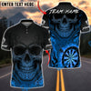 BlueJose Darts Skull Dartboard Fire Gradient Tribal Pattern Multicolor Options Personalized Name Shirt (4 Colors)