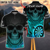 BlueJose Darts Skull Dartboard Fire Gradient Tribal Pattern Multicolor Options Personalized Name Shirt (4 Colors)