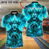 BlueJose Bowling And Pins Skull King Flaming Crown Graphic Customized Name, Team Name 3D Shirt (4 Colors)