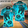 BlueJose Bowling And Pins Fire Tiger Strike Lava Explosion Customized Name, Team Name 3D Shirt (4 Colors)