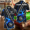 BlueJose Billiards Ball 8 Flaming Trail Personalized Name, Team Name Unisex Shirt (4 Colors)