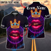 BlueJose Darts Neon Lips Crown Glow Personalized Name, Team Name Unisex Shirt (4 Colors)