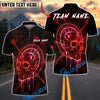 BlueJose Darts Neon Skull Arrows Dartboard Personalized Name, Team Name Unisex Shirt (4 Colors)