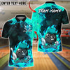 BlueJose Bowling And Pins Flame Ball Cartoon Fire Style Customized Name, Team Name 3D Shirt (4 Colors)