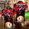 BlueJose Billiards 9-Ball Blood Wolf Design Personalized Name, Team Name Unisex Shirt (4 Colors)
