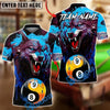 BlueJose Billiards 9-Ball 8 Ball Yin Yang Blood Wolf Design Personalized Name, Team Name Unisex Shirt (4 Colors)