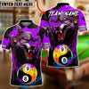 BlueJose Billiards 9-Ball 8 Ball Yin Yang Blood Wolf Design Personalized Name, Team Name Unisex Shirt (4 Colors)