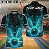 BlueJose Bowling And Pins Flaming Wolf Fire Ball Customized Name, Team Name 3D Shirt (4 Colors)