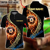 BlueJose Billiards 8 Ball Golden Tribal Fire Personalized Name, Team Name Unisex Shirt (4 Colors)