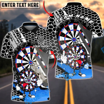 BlueJose Darts Cartoon Dartboard Honeycomb Pattern Multicolor Options Personalized Name Shirt (4 Colors)