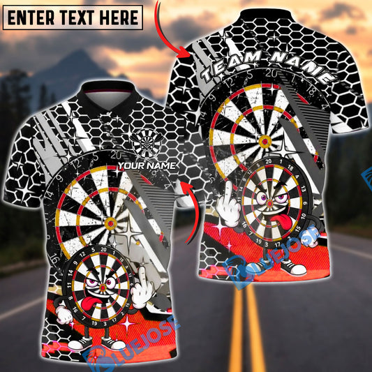 BlueJose Darts Cartoon Dartboard Honeycomb Pattern Multicolor Options Personalized Name Shirt (4 Colors)