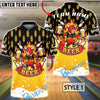 BlueJose Bowling Beer Bull Wheat Pattern Customized Name, Team Name 3D Shirt (4 Colors)