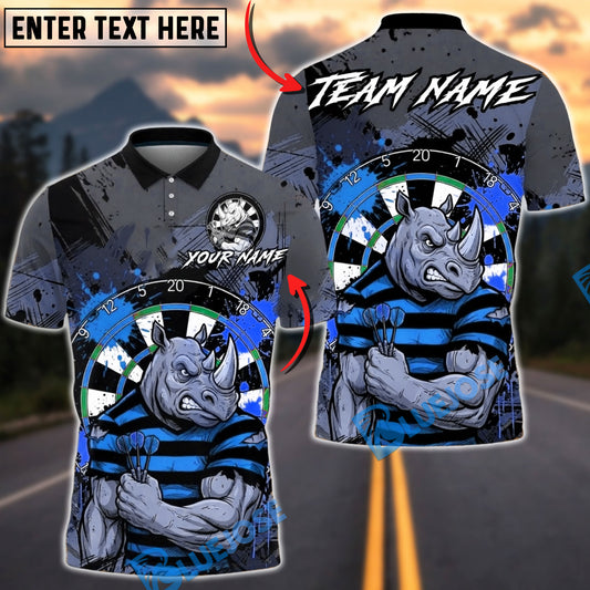 BlueJose Darts Rhino Splash Paint Multicolor Options Personalized Name Shirt (4 Colors)