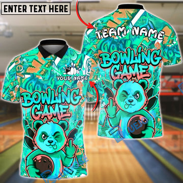 BlueJose Bowling 420 Panda Graffiti Vibrant Colors Customized Name, Team Name 3D Shirt (4 Colors)