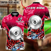 BlueJose Billiards 8 Ball Silver Splash Art Personalized Name, Team Name Unisex Shirt (4 Colors)