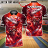 BlueJose Bowling & Pins Shark & Scuba Skull Electric Ocean Graphic Customized Name, Team Name 3D Shirt (6 Colors)