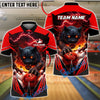 BlueJose Bowling & Pins Black Panther Power Smash Customized Name, Team Name 3D Shirt (4 Colors)