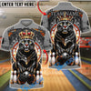 BlueJose Bowling & Pins Royal Panther Crown Customized Name, Team Name 3D Shirt (6 Colors)