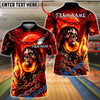 BlueJose Bowling & Pins Flaming Skull Moon Rose Chain Customized Name, Team Name 3D Shirt (4 Colors)