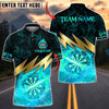 BlueJose Darts Flaming Dartboard Lightning Strike Fire Design Multicolor Options Personalized Name Shirt (4 Colors)