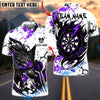 BlueJose Darts Black Wolf & Target Splash Ink 3D Design Personalized Name, Team Name Unisex Shirt (4 Colors)