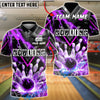 BlueJose Bowling & Pins Lightning Strike Electric Energy Graphic Customized Name, Team Name 3D Shirt (4 Colors)