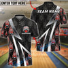 BlueJose Bowling And Pins Fire Ball Pattern Customized Name, Team Name 3D Shirt (4 Colors)