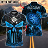 BlueJose Darts Punisher Skull Flame Magma Pattern Personalized Name, Team Name Unisex Shirt (4 Colors)