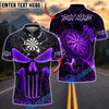 BlueJose Darts Punisher Skull Flame Magma Pattern Personalized Name, Team Name Unisex Shirt (4 Colors)