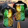 BlueJose Darts Elemental Fire And Ice Wolves Mythical Creatures Personalized Name, Team Name Unisex Shirt (4 Colors)
