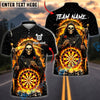 BlueJose Darts Grim Reaper Flaming Dartboard Personalized Name, Team Name Unisex Shirt (4 Colors)