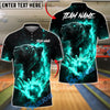 BlueJose Bowling And Pins Flame Tiger Spirit Strike Customized Name, Team Name 3D Shirt (4 Colors)
