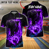 BlueJose Bowling And Pins Flame Tiger Spirit Strike Customized Name, Team Name 3D Shirt (4 Colors)