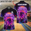 BlueJose Bowling And Pins Funny Flaming Neon Retro Sunset Graphic Customized Name, Team Name 3D Shirt (4 Colors)