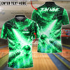 BlueJose Bowling And Pins Fire Dragon Explosive Strike Design Customized Name, Team Name 3D Shirt (4 Colors)