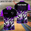 BlueJose Bowling And Pins Strike Dynamic Splash Design Customized Name, Team Name 3D Shirt (4 Colors)