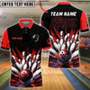 BlueJose Bowling And Pins Strike Dynamic Splash Design Customized Name, Team Name 3D Shirt (4 Colors)