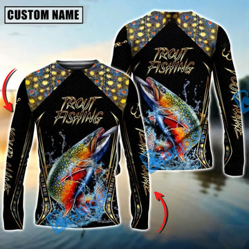 Bluejose Golden Trout Fishing Jumping Design Custom Name & Team Name 3D Shirts