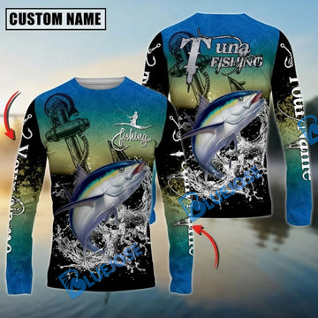 Bluejose Tuna Fishing Anchor Design Custom Name & Team Name 3D Shirts