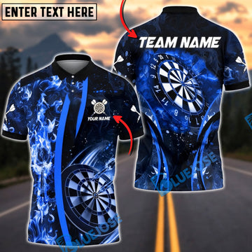 BlueJose Darts Flame Dartboard Fire Arrow Down Multicolor Options Personalized Name Shirt (4 Colors)
