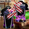 BlueJose Billiards 8-Ball USA Flag Flaming Pool Balls Graphic Customized Name, Team Name 3D Shirt (4 Colors)