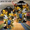 BlueJose Bowling & Pins Angry Bee Graffiti Splash Art Customized Name, Team Name 3D Shirt (6 Colors)