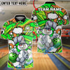 BlueJose Bowling & Pins Cool Bunny Cartoon Pop Art Colorful Customized Name, Team Name 3D Shirt (4 Colors)
