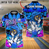 BlueJose Bowling & Pins Smile Face Neon Graffiti Customized Name, Team Name 3D Shirt (4 Colors)