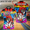 BlueJose Bowling & Pins Smile Face Neon Graffiti Customized Name, Team Name 3D Shirt (4 Colors)